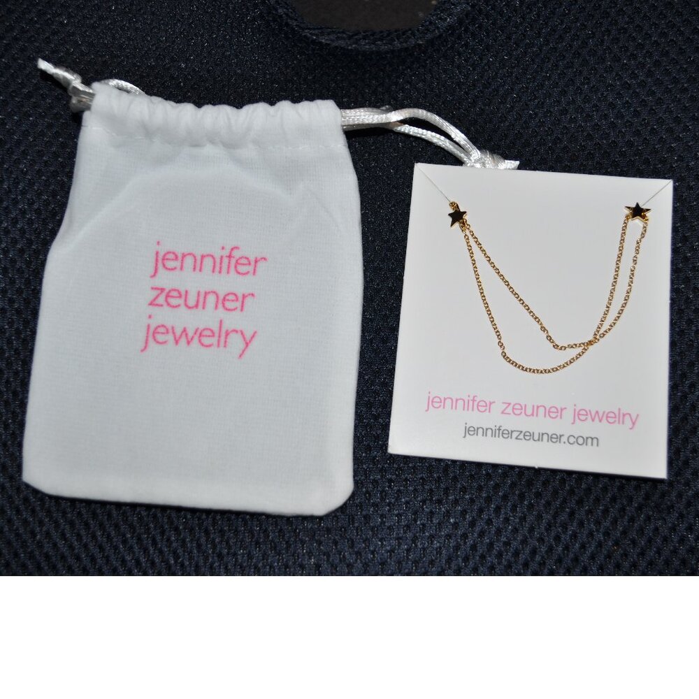 Jewelry TWO Necklace Jennifer Zeuner JZJ Gold Tone Double Chain Star Necklace